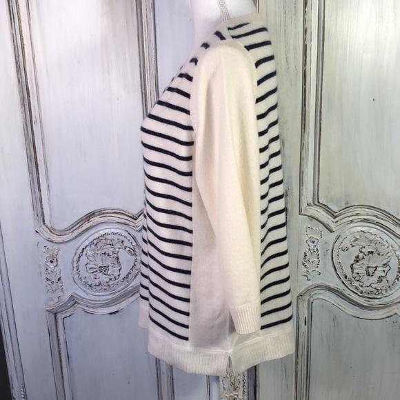 PURE Collection 100% Cashmere Fisherman’s Stripe Mid Sleeve Pullover Sweater - Picture 6 of 11